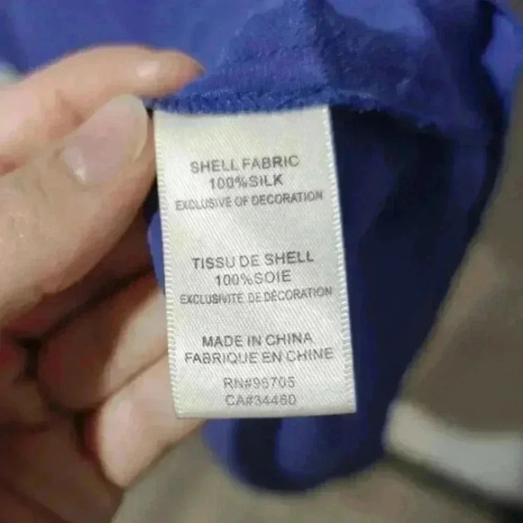 Rebecca Taylor Silk Shirt Top Rivets Size 6 Blue Collared Tucker Shirt - Picture 5 of 8